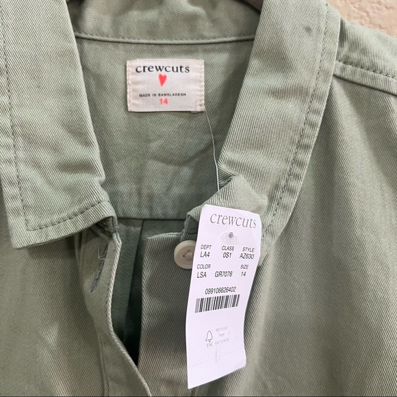 JCrew Crewcuts Kids Girls Short Sleeve Twill Cadet Field Dress Green Sz 14 NWT - Picture 3 of 7